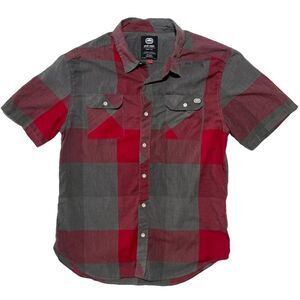ECKO unltd. Plaid Short Sleeve Button-Up Shirt - Size Large, Red & Gray Vintage